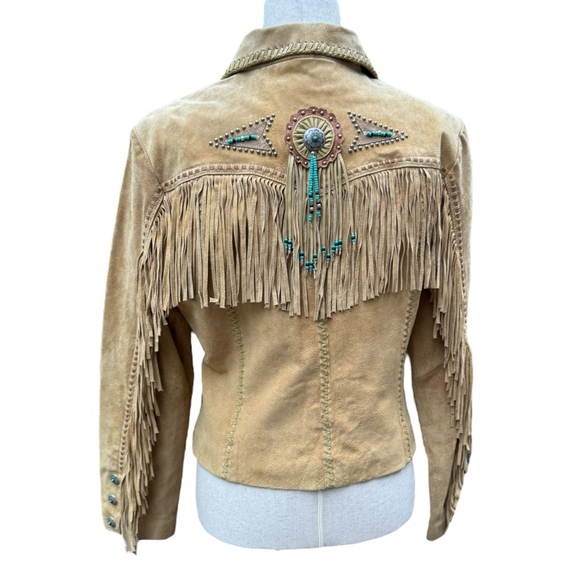 Women's Unbranded Suede Jacket with Fringe Detail - Tan - Picture 7 of 16